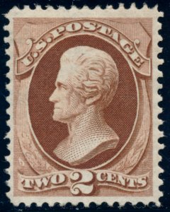 US 146 2c 1870 Andrew Jackson red brown F-VF unused OG hinged PSAG cert