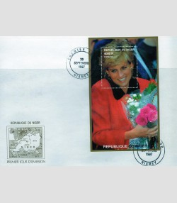 NIGER 1997 Princess Diana Roses s/s Perforated in official FDC