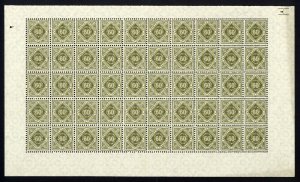 w38 Wurttemberg Scott #O29 60pf olive green Mint OG NH full pane of 50 Scarce