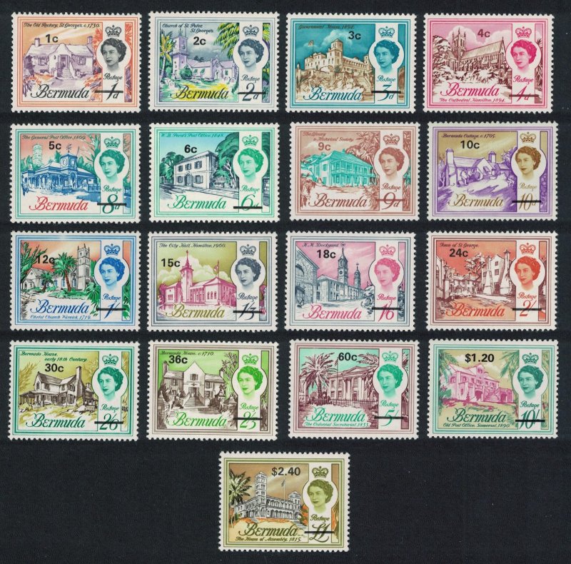 Bermuda Decimal Currency Definitives overprinted 17v COMPLETE SG#232-248