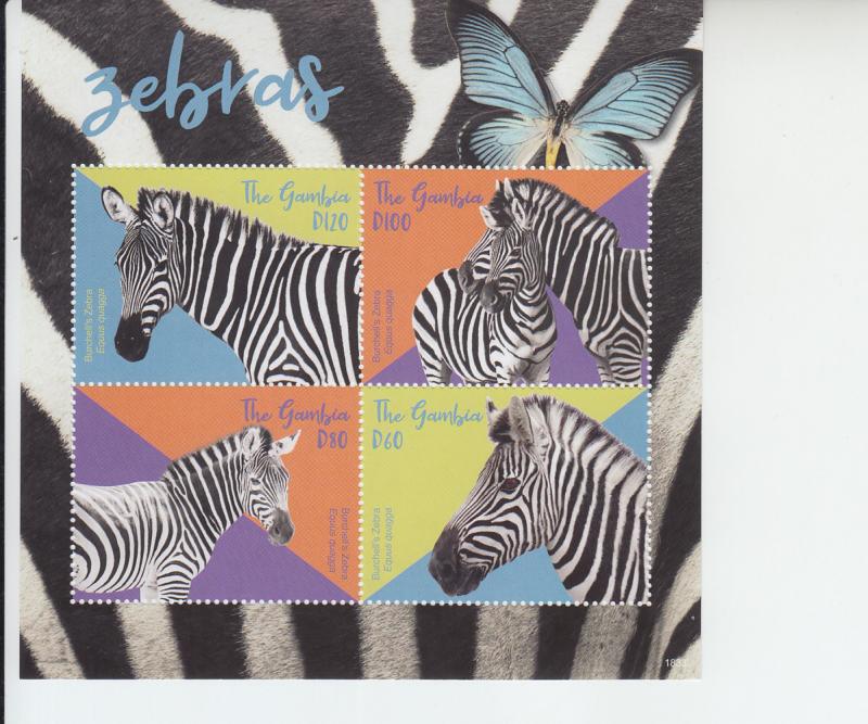 2018 Gambia Zebras MS4 (Scott NA) MNH