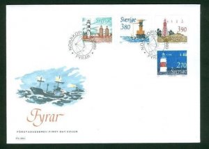 Sweden. FDC 1989 Cachet. Lighthouses. Engraver: Martin  Morck