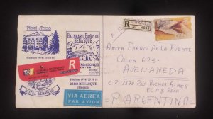C) 1995. SPAIN. FIRST AIRMAIL ENVELOPE SENT TO ARGENTINA. STAMP OF HAND WRITING