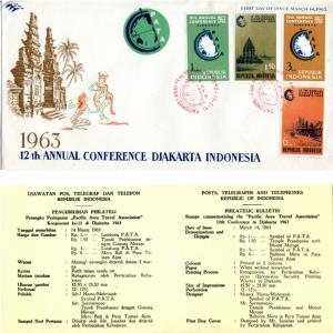 1963 Indonesia First Day Cover Sc 581-584 Pacific Travel w/ Insert FDC