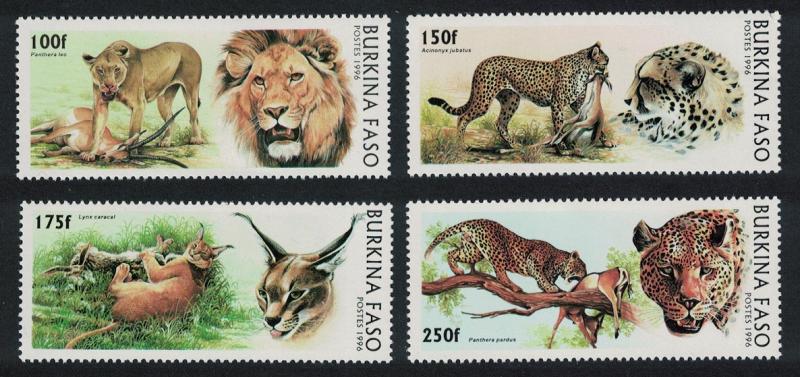 Burkina Faso Big Cats Lions Cheetah Caracal Leopard 4v SG#1154-1157