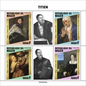 Niger - 2022 Italian Renaissance Artist Titian - 4 Stamp Sheet - NIG220244a