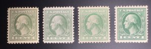 US Scott #525 M OG NH Grey Green,  Green, Emerald Green, Dark Green Varieties