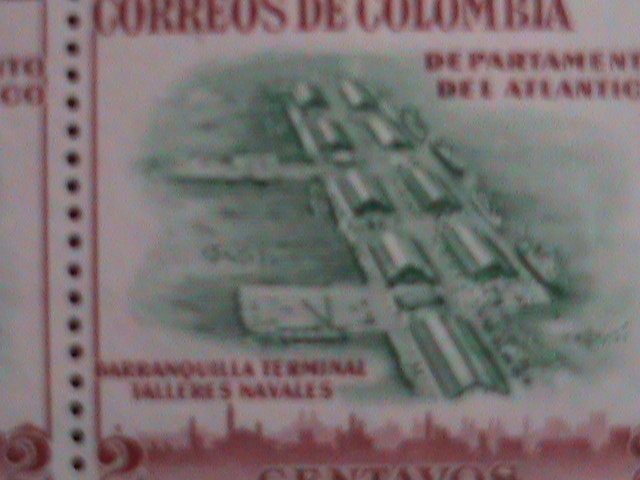 ​COMUMBIA-1956 SC#644 DOCKS-ATLANTICO MNH BLOCK OF 6 VF WE SHIP TO WORLDWIDE