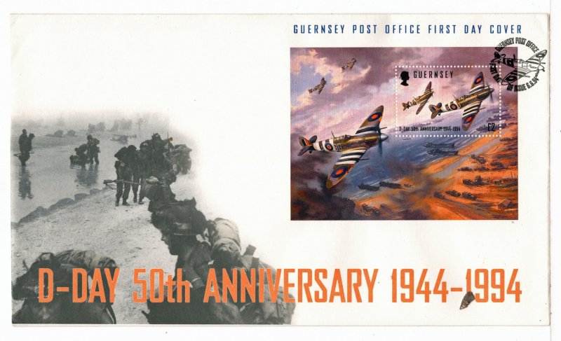 Guernsey - FDC - 50th Anniversary of D-Day - # 530 - GPO Cachet