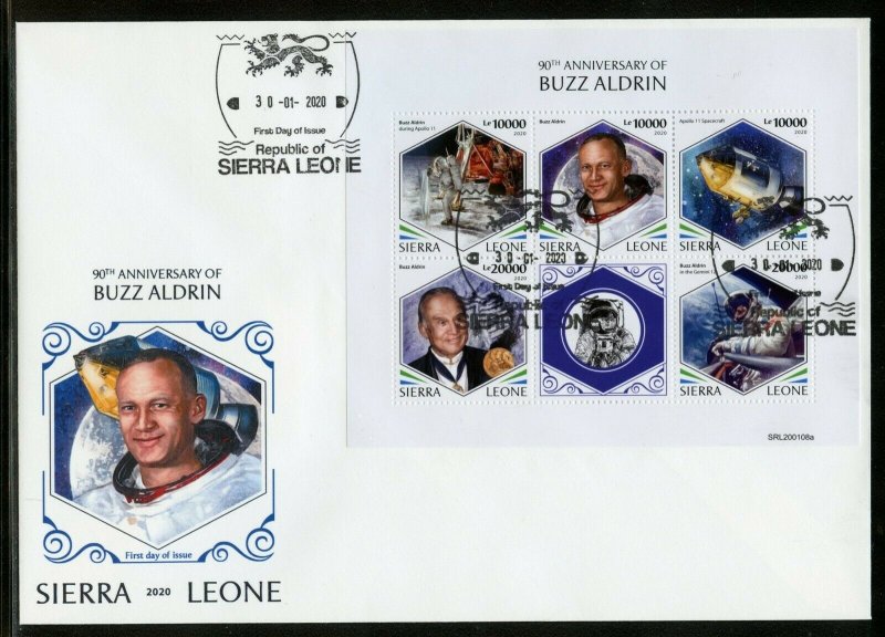 SIERRA LEONE 2020 90th  BIRTH ANNIVERSARY OF BUZZ ALDRIN APOLLO 11  SHEET   FDC