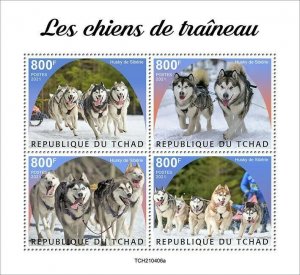 2021/10- CHAD - SLEDGE DOGS                      4V complet set MNH  T