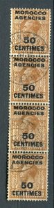 MOROCCO AGENCIES; 1920s early GV surcharged 50c. fine used Strip