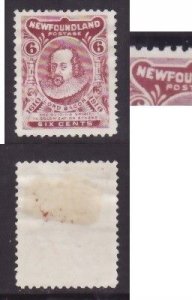 Newfoundland-Sc#92Ai- id24-unused HH og 6c Lord Bacon-WF joined at top-variety