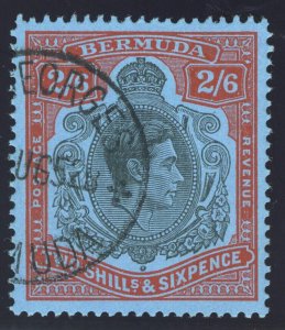 Bermuda 1952 KGVI 2s6d black & red/pale blue (p13-O) VFU. SG 117d. Sc 124.