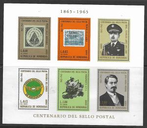 HONDURAS C403a MINT HINGED,  FIRST HONDURAS STAMPS, SOUVENIR SHEET, 1966