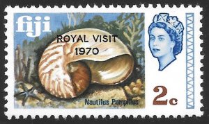 Fiji Scott 286 MNH 2c Nautilus Pompilius Shell Royal Visit Overprint issue 1970