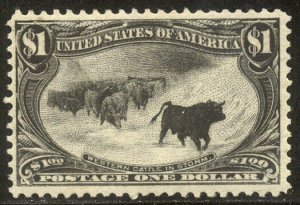 U.S. #292 Mint NH BEAUTY - 1898 $1.00 Trans-Mississippi