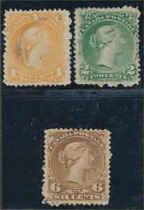 CANADA #23, #24 & #27a USED FINE #24 & #27a BLUNT PERFS SCOTT CATAL