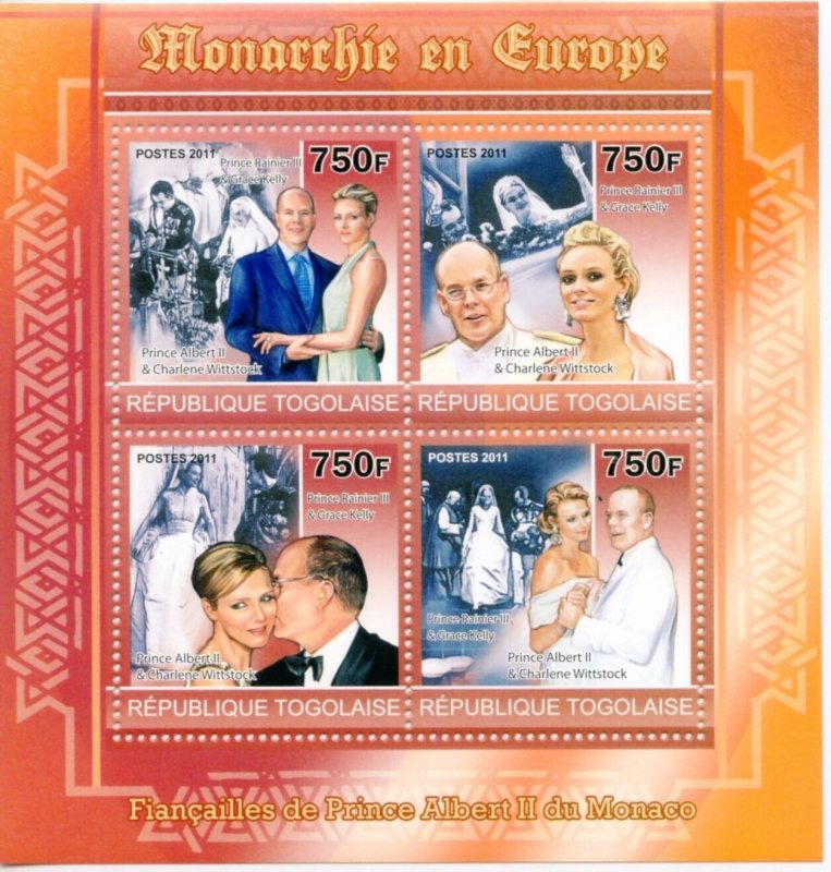 CLOSE OUT TOGO 2011 MONARCH OF EUROPE PRINCE ALBERT  SHEET  MINT NEVER HINGED
