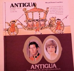 BRITISH ANTIGUA BOOKLETS DIANA & 25 YEARS FACE VALUE IS $13.75