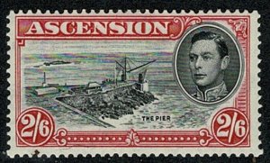 ASCENSION KG VI 1938-53 2/-6d BLACK & DEEP CARMINE UNUSED(MH) SG45 Wmk.MSCA VGC