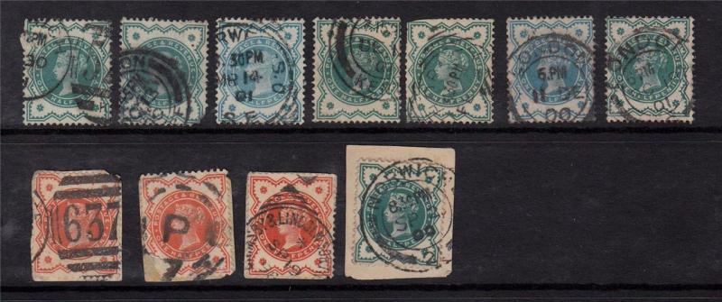 GB UK 1887 & 1900 U QV 1/2d Vermilion & Blue Green SG#197&213 (67 Stamps)#CC987