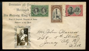 ?Royal Visit FDC with real picture KGVI 1939 to USA cover Canada