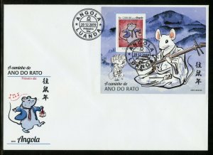 ANGOLA  2019  YEAR OF THE RAT  SOUVENIR SHEET FIRST DAY COVER