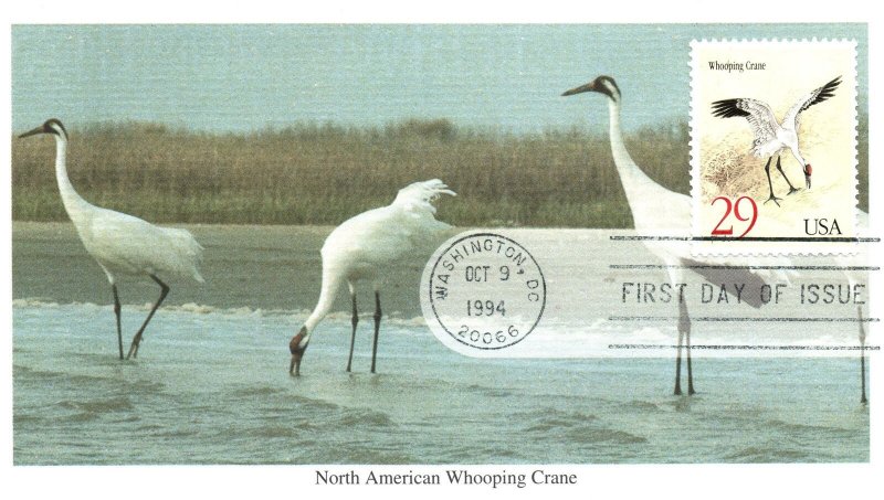 US FIRST DAY COVERS NORTH AMEICAN WHOOPING CRANE ON MYSTIC CACHET + BONUS CACHET