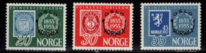 Norway Scott 340-342 MH* 1955 Oslo Philatelic Exhibition set CV $60