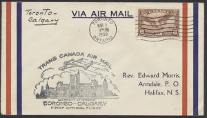 1939 Toronto to Calgary Flight Cover MAR 1-2 #C5 #3903r