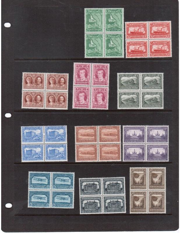 Newfoundland #172 - #182 Very Fine Mint Set In Blocks