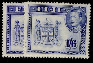 FIJI GVI SG263a + 263b, 1s 6d PERF VARIETIES, LH MINT.