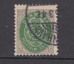 Denmark Sc 32a used 1875 25o Numeral w/ Inverted Frame, well centered