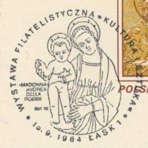 Poland 1984 Card Special Cancellation Virgin Mary Art and Culture Exhibition