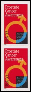 US 3315 Prostate Cancer Awareness 33c vert pair (2 stamps) MNH 1999