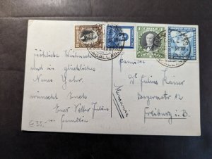 1933 Chile Airmail Postcard Cover Magallan to Freiburg Germany