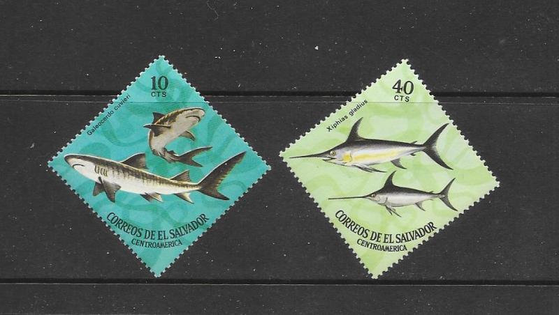 FISH -TIGER SHARK,SWORDFISH - EL SALVADOR #824-5  MNH