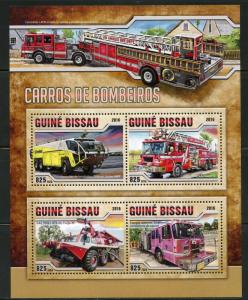 GUINEA BISSAU  2016 FIRE TRUCKS   SHEET MINT NEVER HINGED