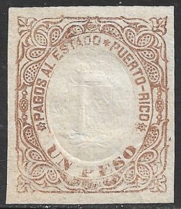 PUERTO RICO 1872-78 1p Bister Payments To The State Revenue Cut Square MNG