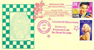 Wishbone Cafe Combo Uo FDC #2967 Marilyn Hollywood 2nd Day #2721 Elvis 1995
