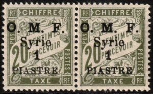 ✔️ FRANCE COLONY SYRIE 1920 - POSTAGE DUE PAIR - Sc. J6 MNH ** OG $13  [3.15.6]