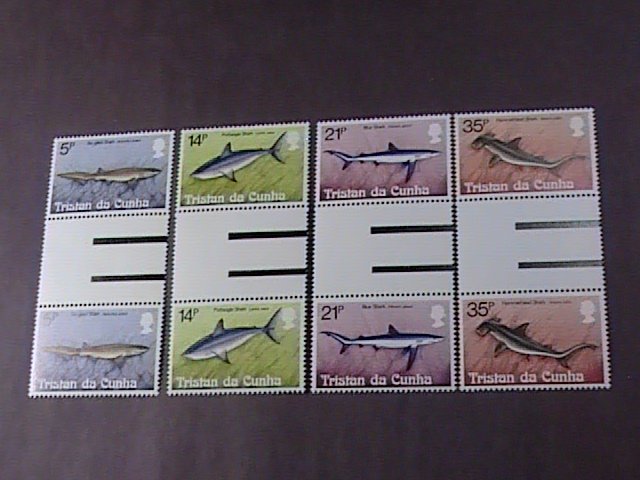 TRISTAN da CUNHA # 302-305-MINT/NH-COMPLETE SET OF CROSS GUTTER PAIRS--1982