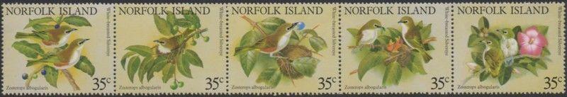 Norfolk Island 1981 SG269-273 White-chested White-Eye strip of 5 MNH