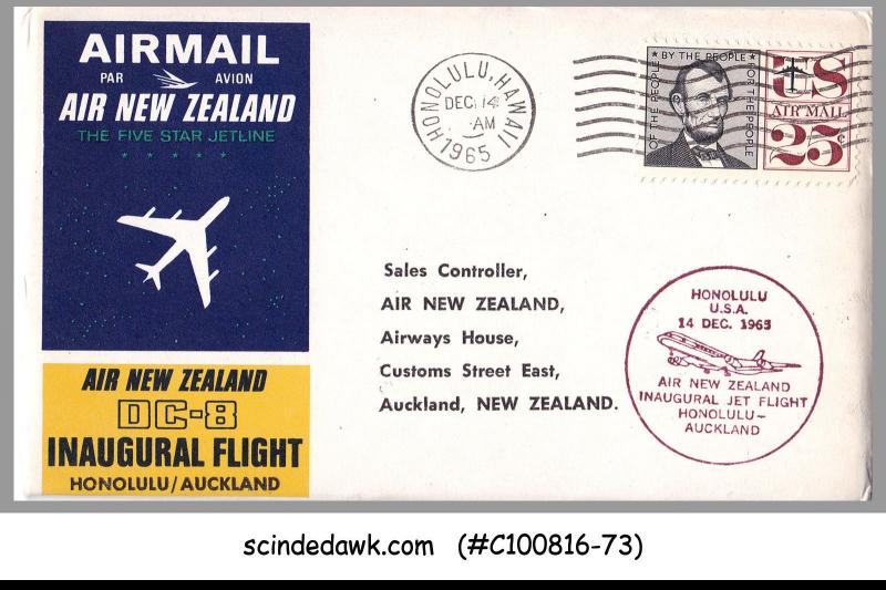 USA - 1965 AIR NEW ZEALAND DC-8 HONOLULU to AUCKLAND FIRST FLIGHT COVER FFC