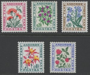 Andorra French J46 J49-52 ** mint NH flowers (2306B 784)