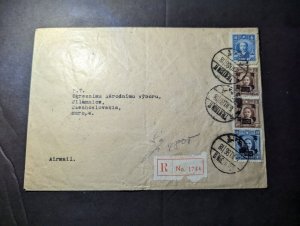 1947 Registered China Airmail Cover Tientsin to Jilemnice Czechoslovakia