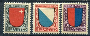 SWITZERLAND 1920 PRO JUVENTUTE SCOTT B15-B17 PERFECT MNH