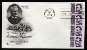 #1297 3c Francis Parkman-Strip 4, Art Craft-Add. FDC **ANY 5=FREE SHIPPING**