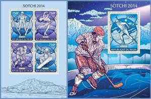 NIGER 2014 2 SHEETS nig14116ab SOTCHI WINTER OLYMPIC SOCHI